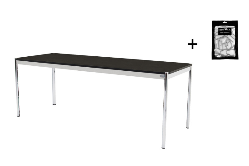 USM Haller Schreibtisch Holz / Schwarz 200 x 75 cm