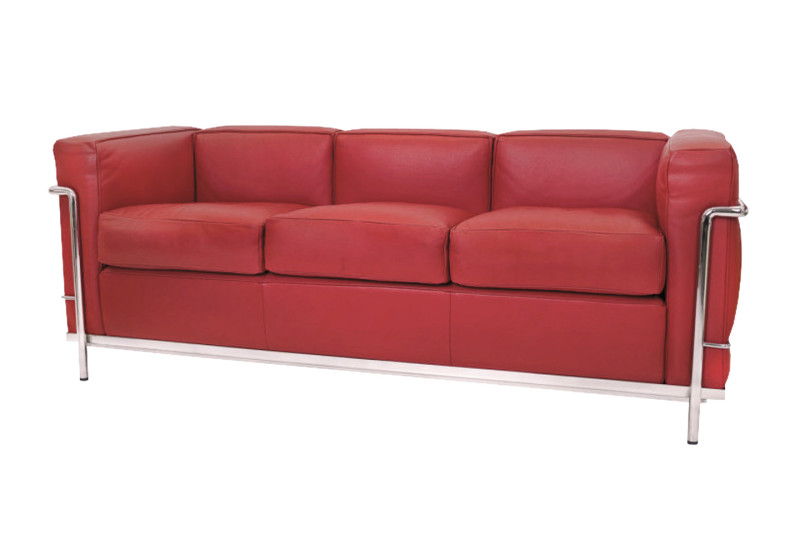 Cassina LC2 Le Corbusier 3-er Sofa Leder / Dunkelrot