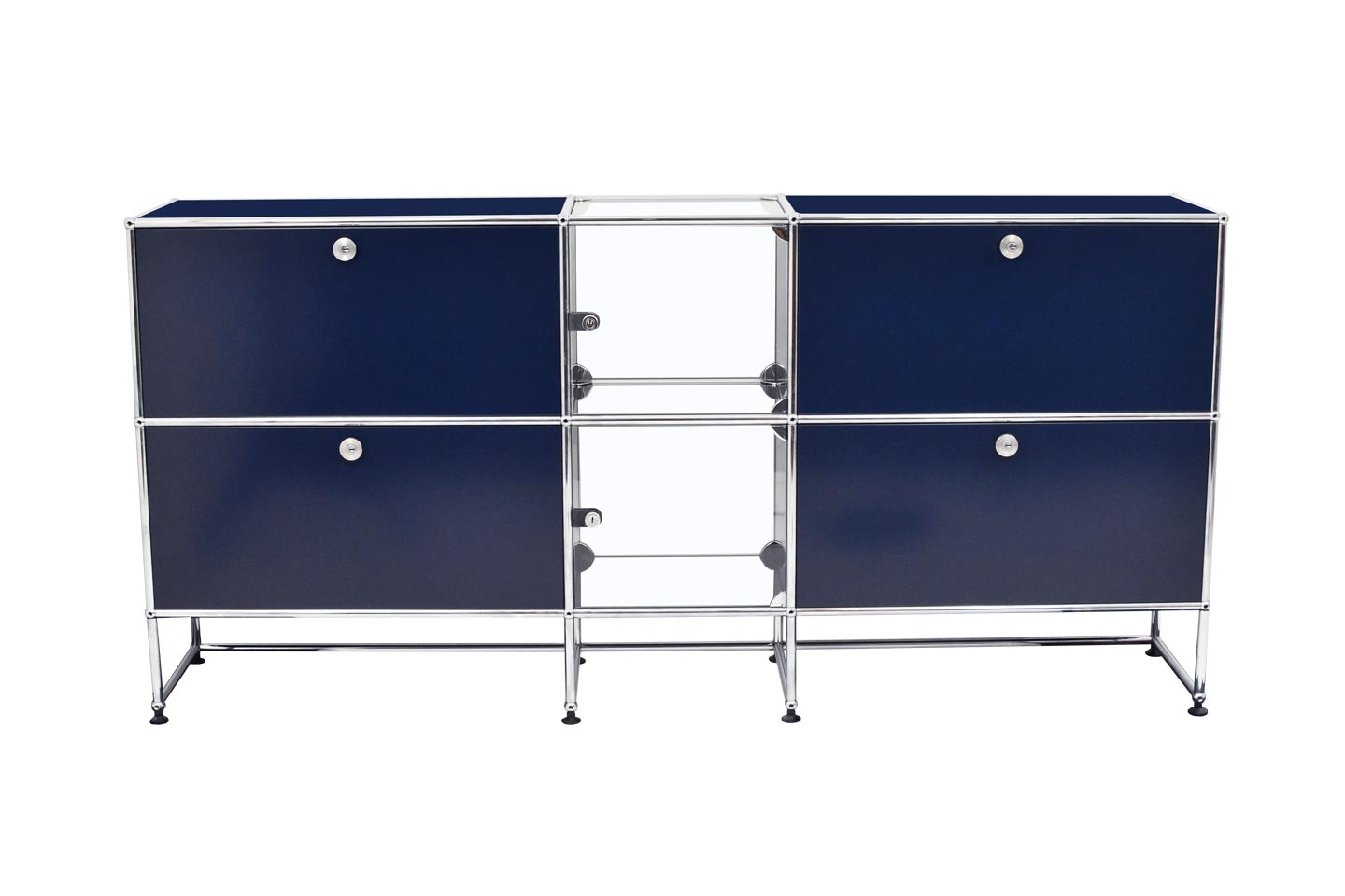 Usm Haller Buffet Bleu Acier Ral 5011 Meuble De Rangement Usm Haller Classiques Du Design Sebworld Fr