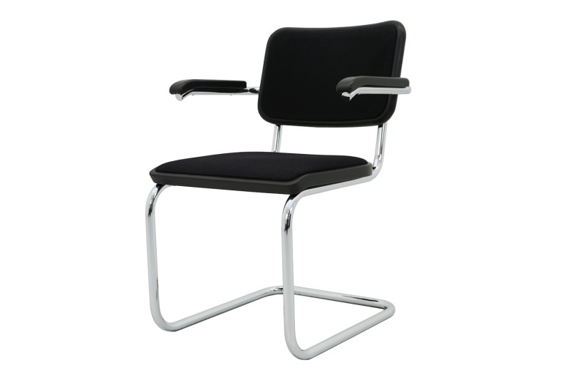 Thonet S 64 N Freischwinger Stoff / Schwarz