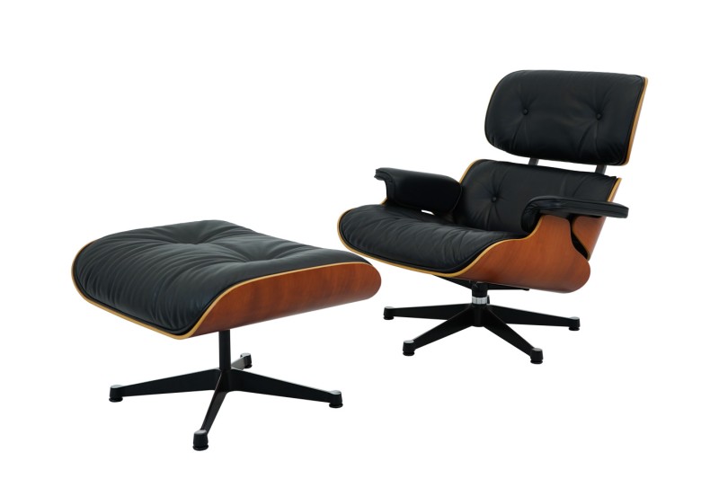 Vitra Eames Lounge Chair & Ottoman Leder / Schwarz