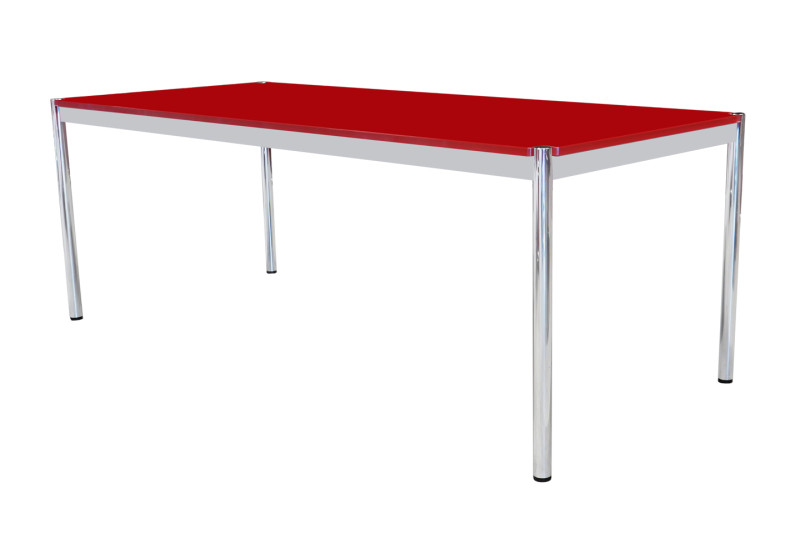 USM Haller Schreibtisch Glas / Rot 200 x 75 cm