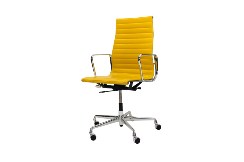 Vitra Aluminium Chair EA 119 Leather / Yellow