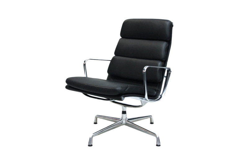 Vitra EA 216 Sessel Leder / Schwarz *drehbar*