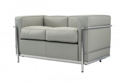 Cassina LC2 Le Corbusier 2-er Sofa Leder / Grau / Grigio