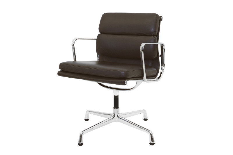 Vitra Soft Pad EA 208 Bezoekersstoel Leder / Zwart