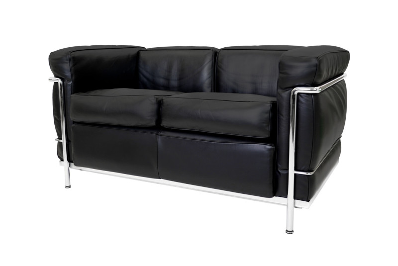 Cassina LC2 Le Corbusier 2-er Sofa Leder / Schwarz