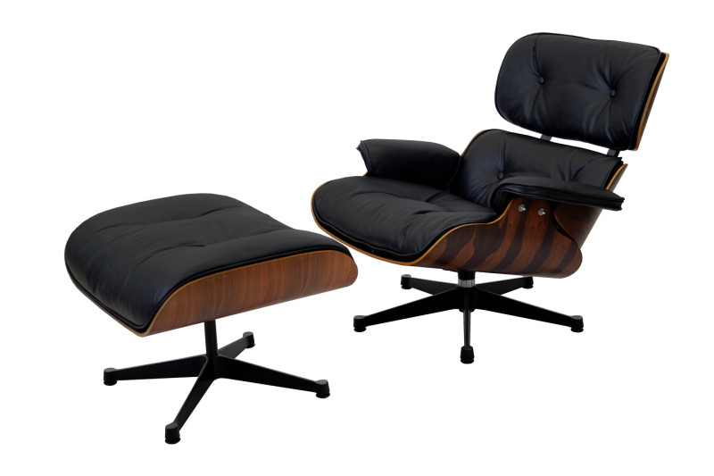 Vitra Eames Lounge Chair & Ottoman Leder / Schwarz