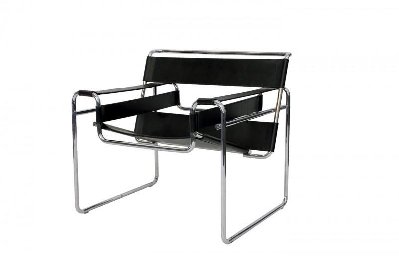 Knoll International Wassily Sessel von Marcel Breuer Leder / Schwarz