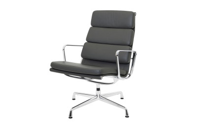 Vitra EA 216 Sessel Leder / Grau *nicht drehbar*