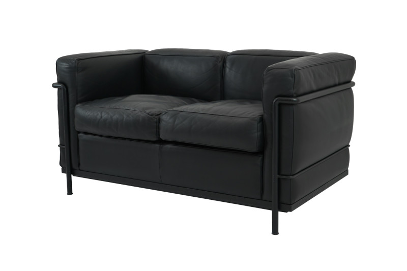 Cassina LC2 Le Corbusier 2-er Sofa Leder / Schwarz