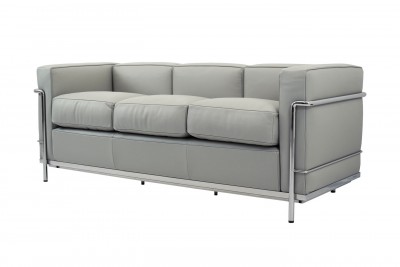 Cassina LC2 Le Corbusier 3-er Sofa Leder / Grau / Grigio