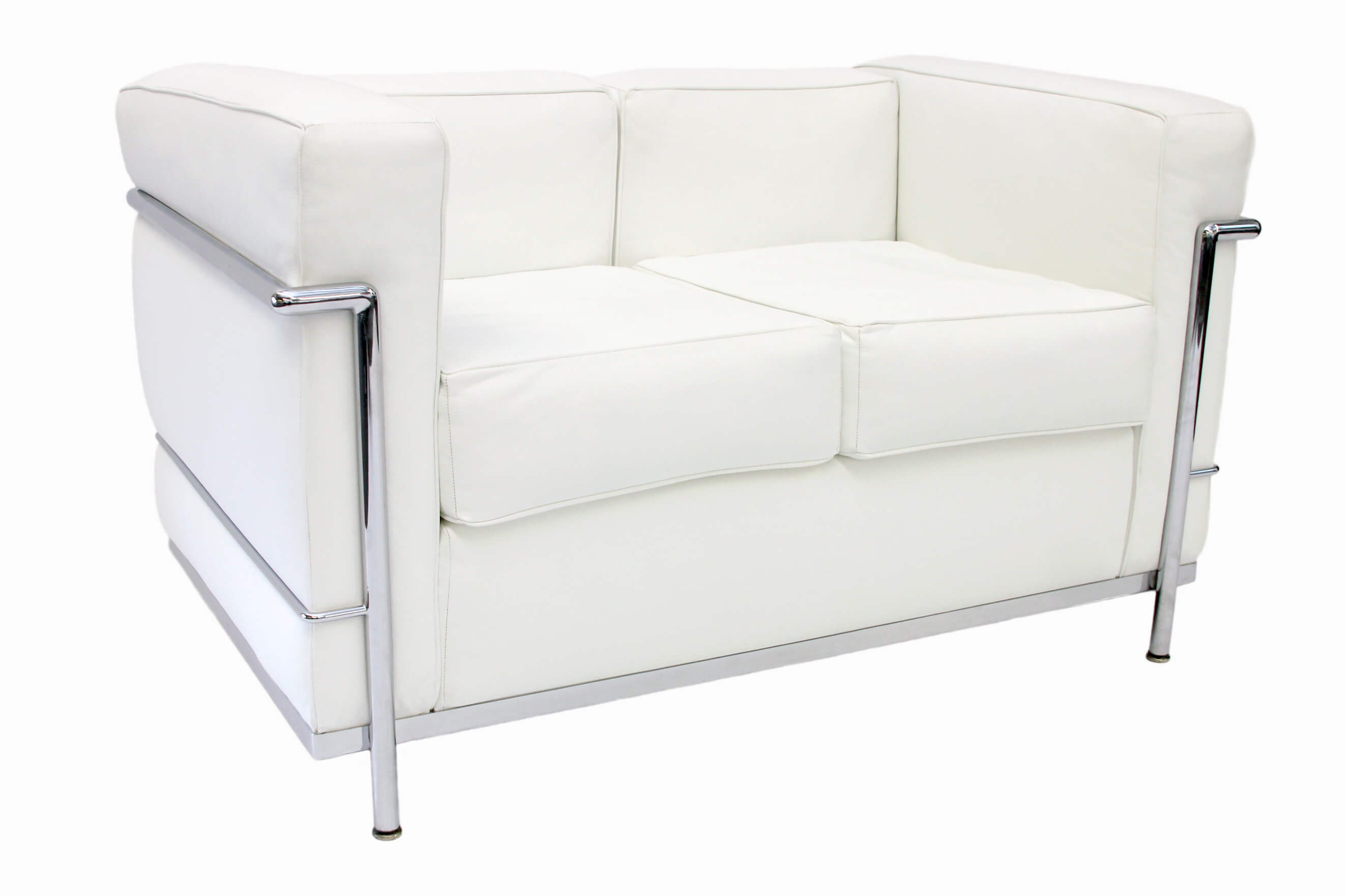 Cassina Lc2 Le Corbusier Deux Places Canape Cuir Blanc Cassina Classiques Du Design Sebworld Fr