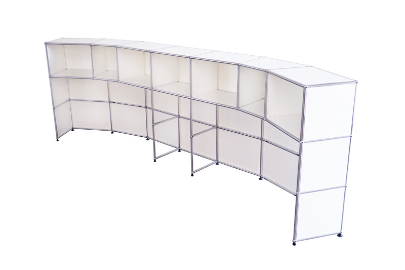 USM Haller semi-circular reception desk pure white RAL 9010