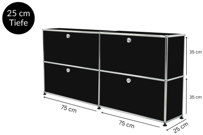 USM Haller Sideboard Graphitschwarz RAL 9011 - 25 cm Tiefe