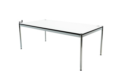 USM Haller Schreibtisch 200 x 100 cm höhenverstellbar mit Kurbel (bis 86 cm) Kunstharz / Perlgrau