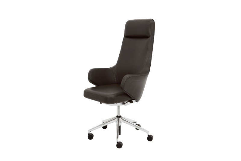 Vitra Grand Executive Bürodrehstuhl Leder / Grau