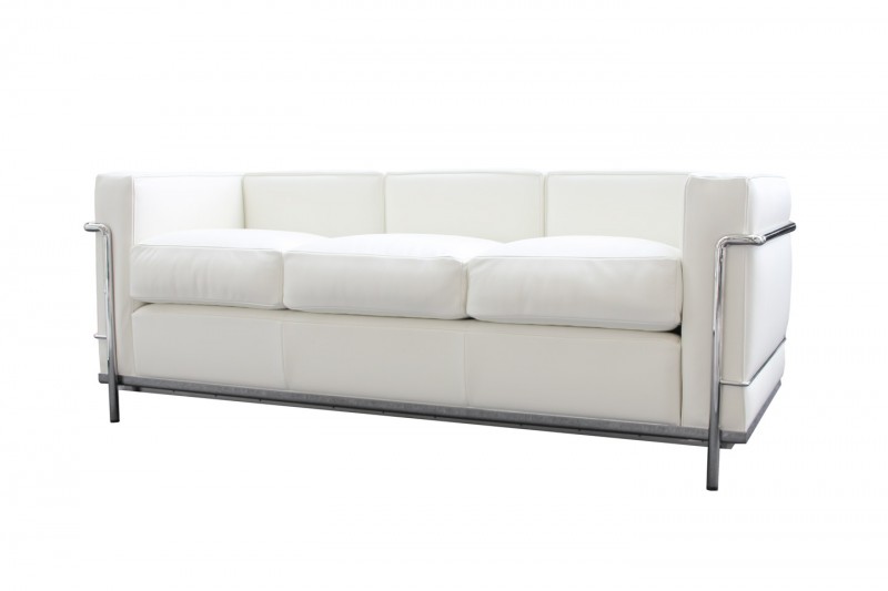 Cassina Lc2 Le Corbusier Three Seater Sofa Leather White Sofas Lobby English