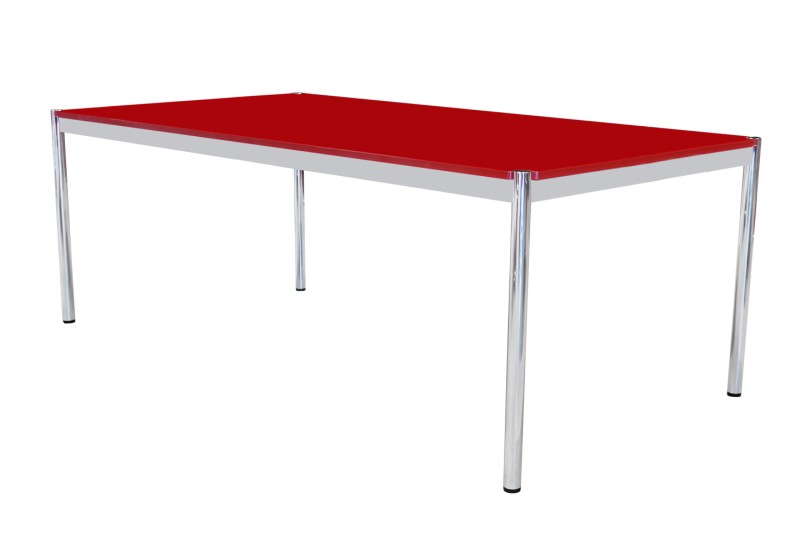 USM Haller Schreibtisch Glas / Rot 200 x 100 cm