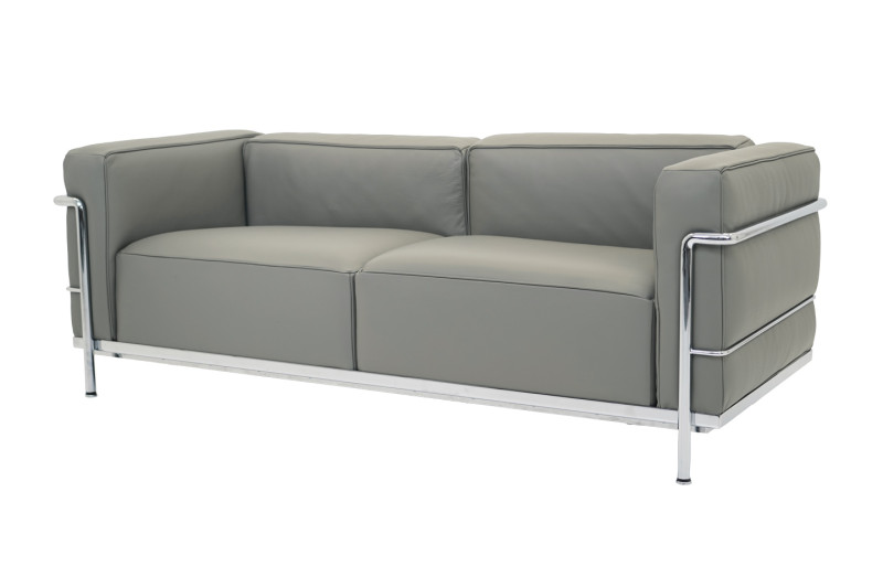 Cassina LC3 Le Corbusier 2-er Sofa Leder / Grau / Grigio