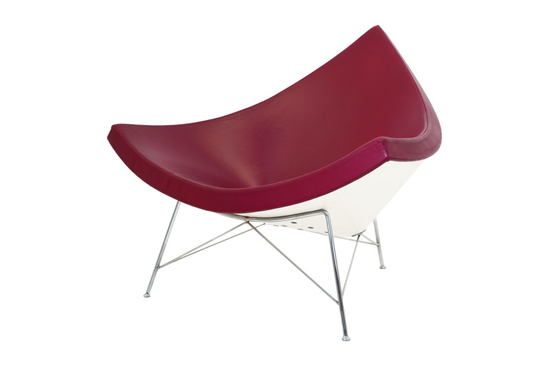 Vitra Coconut Chair fauteuil en cuir / bordeaux